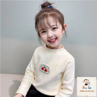 Hàng sẵn có Giảm giá ~ Mùa thu đông Phong cách mới cho bé gái Áo sơ mi lông cừu mỏng đáy trẻ em Quần lót giữ nhiệt cho bé Áo thun dài tay nửa cổ cao