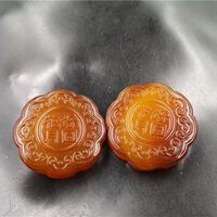Hàng sẵn có Hoa mã não đỏ đích thực tự nhiên Bánh trung thu Chalcedony Jade Moon Cake Trung thu Lễ hội Quà tặng Hộp quà tặng20240811