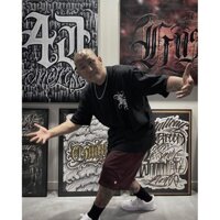 Hàng sẵn có Phong cách mới Đơn giản Hoa Body Hình xăm tiếng Anh Phong cách Châu Âu Mỹ Hình xăm tay ngắn Áo thun dáng rộng Dạo phố