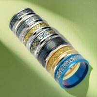 Hàng sẵn có Phụ kiện vận chuyển nhanh Thép không gỉ Titan Cặp đôi họa tiết rồng Nhẫn nam thời trang#JZ4.3#