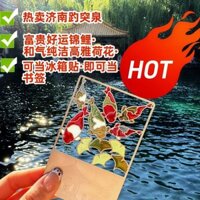 Hàng sẵn có Tế Nam Văn hóa Sáng tạo Koi Lotus Kim loại trong suốt Tủ lạnh Nhãn dán Bộ sưu tập cảm giác cao cấp Lưu niệm Nam châm