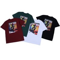 Hàng sẵn có Thrasher Phiên bản Nhật Bản Ngọn lửa tay ngắn mới Ván trượt đầu lâu Nhân vật hoạt hình Cặp đôi Áo thun Cotton cao cấp 100% Tee 311