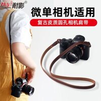 Hàng sẵn có Vận chuyển nhanh = Dây đeo vai máy ảnh chống bóng Thích hợp cho Sony a6500 A7M4 Canon R50 Nikon ZFC Z30 Dây đeo bằng da Fuji XT5 XS10 Retro Micro Dây đeo đơn