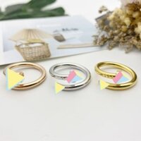 Hàng sẵn có Vận chuyển nhanh Ánh sáng Vòng móng tay sang trọng Nữ Phong cách Nam Thời trang Cao cấp Thép Titan Cặp đôi Nhẫn không phai Cặp đôi#JZ4.3#