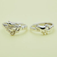 Hàng sẵn có Vận chuyển nhanh Nhẫn cặp đôi Rồng Phượng Hoàng Bạc 925 Nam Nữ Nhẫn cặp đôi Một cặp mở Nhẫn cưới có thể điều chỉnh Cung hoàng đạo Rồng Nam Chữ#eh4.3#