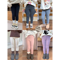 Hàng sẵn có Vận chuyển nhanh Mẫu giáo Trẻ em 0-6 tuổi Bé gái Đơn giản Màu trơn Quần legging Slim-fit Trẻ em Quần lót lông cừu mùa đông Quần dài