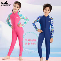 Hàng sẵn có Yingfa Đồ bơi trẻ em chính hãng dành cho bé gái Kem chống nắng một mảnh toàn thân Quần dài tay Lướt sóng lặn