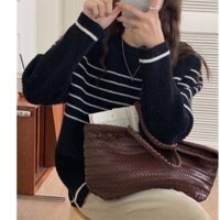(HÀNG SẴN) D630330 Áo Len Sọc Ngang Kẻ Phong Cách Hàn Quốc