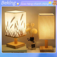 [Hàng Sẵn] Đèn Ngủ Để Bàn Thân Gỗ - Đèn Trang Trí Phòng Ngủ Vintage Đầu Cắm USB Beking B.
