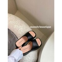 [HÀNG SẴN] Dép đế xuồng bản quai ngang trơn da lì mềm mại phong cách dép đi biển hè 2023