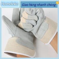 [Hàng Sẵn] Găng Tay Thợ Hàn Chống Trơn Trượt Chịu Nhiệt Cháy Mài Mòn Da Bò Để Gia Công Phần Cứng Homdeko Z.