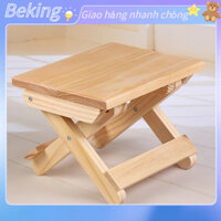 *[Hàng Sẵn] Ghế gấp Có thể gập lại bằng gỗ nguyên khối Băng ghế vuông nhỏ Phong cách nông thôn dự bị Thiết kế công thái học Tay nghề tinh xảo Beking