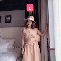 Hàng sẵn hình thật tự chụp váy đầm cánh dơi cổ V
