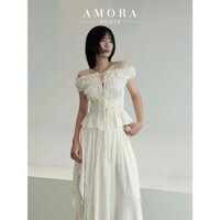 [HÀNG SẴN - HOẢ TỐC HCM] Áo trễ vai croptop cộc tay bo chun buộc dây mặc được 2 kiểu_BUNNY TOP_AMORA HOUSE