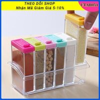 🌈Hàng Sẵn Hộp gia vị 6 ngăn ABS Lọ đựng Muối Gia vị  nhà bếp【Utah054】