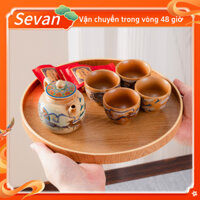 [Hàng Sẫn] Khay gỗ tự nhiên, Khay gỗ tròn decor 24cm Sevan