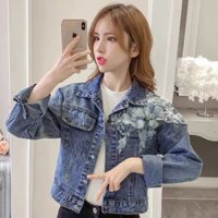 HÀNG SẴN KHO Áo khoác bò vai thêu hoa dáng lỡ