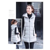 HÀNG SẴN KHO Áo khoác phao nữ sát nách hàng nhập cao cấp - Xám,XL