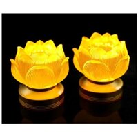 [HÀNG SẴN-MẪU SẠC ĐIỆN] CẶP 2 CHIẾC ĐÈN LED HOA SEN LƯU LY THỜ CÚNG TRANG TRÍ