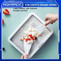 [Hàng Sẵn] Máy Làm Kem Cuộn Mini Tại Nhà Bằng Thép Không Gỉ DIY, Khay Kem Trái Cây Với 2 Xẻng Đá Mokapick