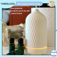 [Hàng Sẵn] Máy phun sương tạo ẩm Máy Khuếch Tán Tinh Dầu Ceramic Ultrasonic Diffuser Làm Ẩm Không Khí Có Đèn LED 7 Màu THREELIVES