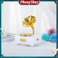 [Hàng Sẵn] Mô hình hộp phát nhạc - Hộp Nhạc Hình Máy Hát Đĩa Than Phong Cách Retro Cổ Điển【PhongThuy】