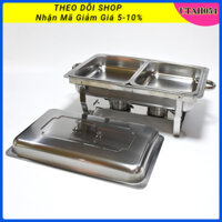 [Hàng Sẵn] Nồi Hâm buffet / thức ăn kèm nắp 2 khay giữ ấm đồ ăn bằng thép không gỉ cho nhà hàng khách sạn【Utah054】