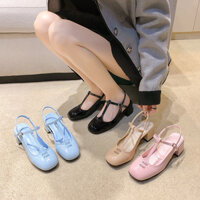 （HÀNG SẴN-QCL1) Giày Búp Bê Mary Jane Hở Gót MiuMiu