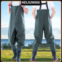 [Hàng Sẫn] Quần áo lội nước màu xanh rêu, Quần liền ủng lội nước chất liệu cao su co dãn Helium066