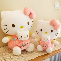 [Hàng sẵn] Set 2 Gấu Bông Mèo Hello Kitty Mẹ Bồng Con Có Túi Kèm 1 Bé Mèo Hello Kitty Nhỏ Chất Liệu Vải Nhung Mềm Mịn