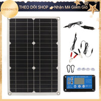 [Hàng Sẵn] Tấm pin năng lượng mặt trời 100W DC 12V/24V IP67 chống nước với Bộ điều khiển 20A cho ngoài trời【Carbon070】