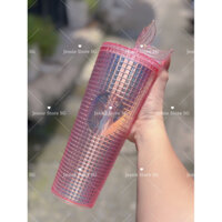 [HÀNG SẴN] Tặng kèm 2 ống hút khi mua Ly STARBUCKS DINING PINK DISCO 710ml-24oz (HỒNG SỌC 2 ỐNG HÚT)