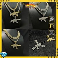 [Hàng Sẵn+Tặng kèm dây đeo] Mặt dây chuyền Ak47 hip hop bling bling