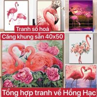 [HÀNG SẴN] Tranh sơn dầu số hoá tự tô màu TỔNG HỢP TRANH VỀ CHIM HỒNG HẠC