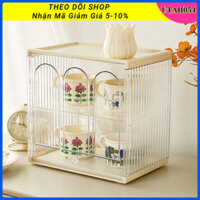 [Hàng Sẵn] Tủ đựng cốc chén cao cấp Để Bàn Bằng Nhựa Trong Suốt - Hộp Đựng Cốc Nước Cà Phê Chống Bụi Tiện Dụng【Utah054】