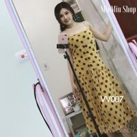 {Hàng sẵn} Váy 2 dây chấm bi, váy maxi đie biển