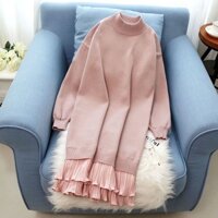 (HÀNG SẴN) Váy len dáng dài rộng phối bèo đuôi cá 2 tầng điệu đà nhiều màu (big size) VL261