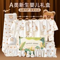 [HÀNG SẴN_HOẢ TỐC] Set Đồ Sơ Sinh Set Quà Tặng Đầy Tháng HOA TIẾT GẤU Có Hộp Đựng Sang Trọng Cho Bé Trai Bé Gái