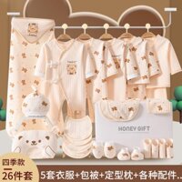 [HÀNG SẴN_HOẢ TỐC] Set Đồ Sơ Sinh Set Quà Tặng Đầy Tháng HOA TIẾT GẤU Có Hộp Đựng Sang Trọng Cho Bé Trai Bé Gái