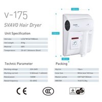 [HÀNG SẴN][MÃ GIẢM GIÁ 10K SVA05] Máy sấy tóc treo tường cao cấp SVAVOV-175A sấy nóng,lạnh,hàng chính hãng,BH 12 tháng.
