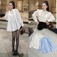 [Hàng Shop]: Áo Sơ Mi Thô Nến Babydoll Cỏ Đá Ngọc Dập Ly Ngực 2 Màu Xinh Xỉu (Ảnh Thật Trải Sàn) Lollaye