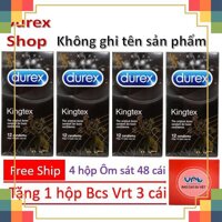 [Hàng Siêu Hot] [COMBO] 4 hộp Bao cao su ÔM SÁT Durex Kingtex Tặng 1 hộp Vrt 3s - 51 cái