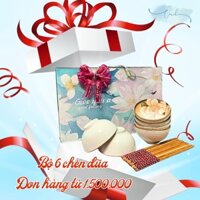 [HÀNG TẶNG KHÔNG BÁN] Bộ 6 bát đũa sứ ăn cơm họa tiết kèm hộp tặng quà mang đi biếu gia đình và bạn bè