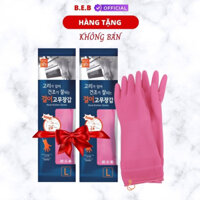 Hàng Tặng Không Bán - Găng tay cao su rửa chén nhà bếp xuất Hàn Quốc siêu dai có móc treo L-38cm