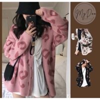 [Hàng taobao]Áo khoác len cadian hoạ tiết da báo xinh xắn