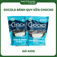 [HÀNG TẾT 2025] Socola Bánh Quy Sữa Chocxo Dark Milk Chocolate Cookies & Creame Cups Gói 420G