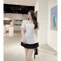 HÀNG THIẾT KẾ CAO CẤP Áo Peplum cổ vuông dây chéo cố sang chảnh cuốn hút tôn dáng Sun Fashion