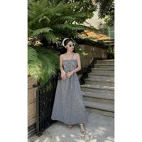 [HÀNG THIẾT KẾ CAO CẤP] Đầm Maxi Caro Nhún Chỉ Đi Biển / Dạo Phố Màu Đen / Đỏ / Xanh
