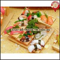 [Hàng thiết kế] Khay gỗ trang trí món ăn Sushi Nhật Bản hình bậc thang 6 tầng - Đế gỗ vuông - Cỡ nhỏ 21cm