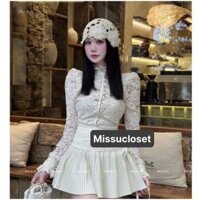 {HÀNG THIẾT KẾ} Set áo body ren dài tay phối chân váy xếp ly set đầm dự diệc set áo ren dài tay set váy đi đám cưới, sẵ.